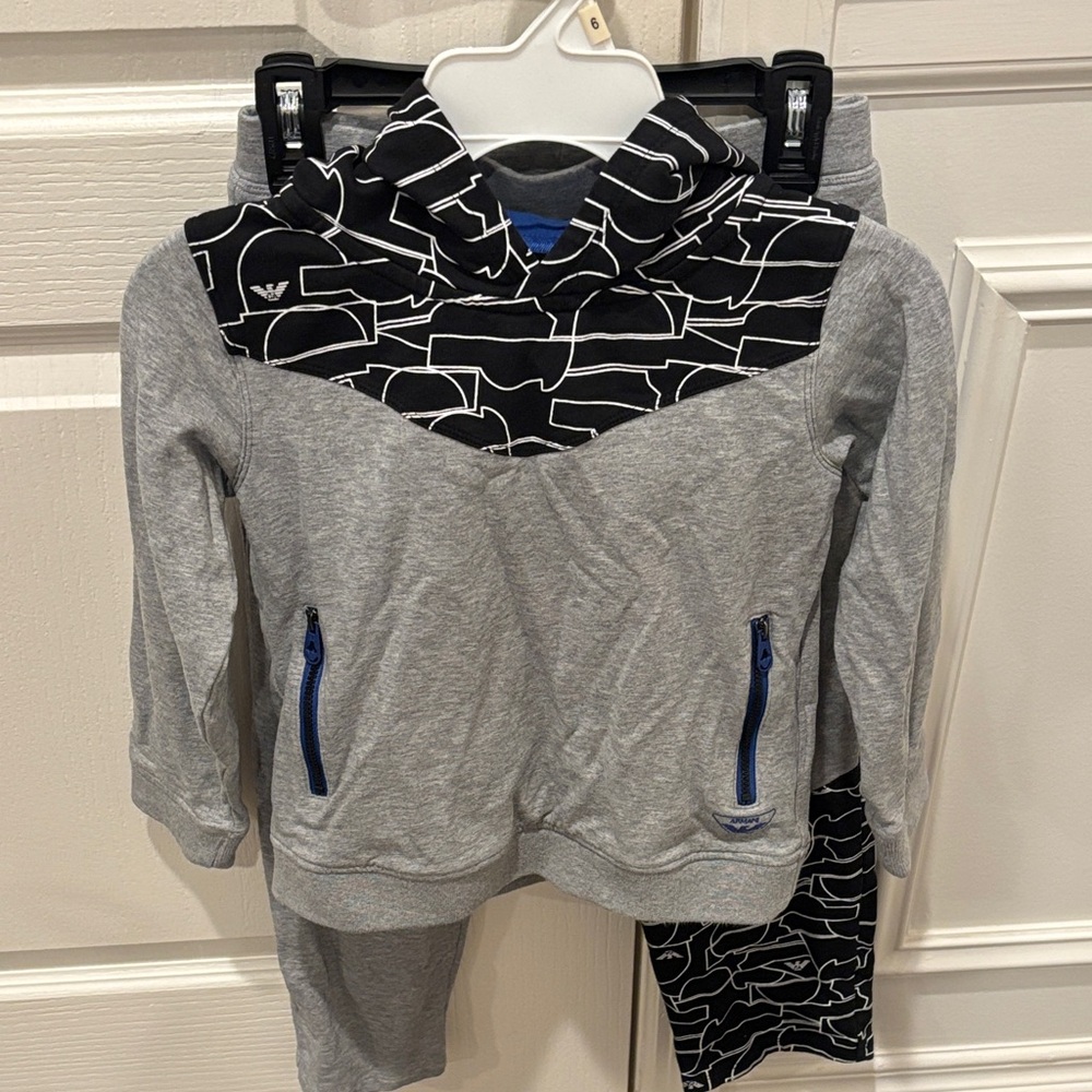 Armani Junior Gray and Black Kids Matching Set